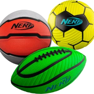 Nerf Mini Foam Sports Ball Set – Foam Football, Soccer Ball + Basketball Set Soft Foam Sports Set for Kids